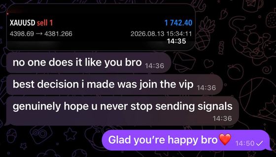 Member message saying joining was the best decision they made and they hope the signals never stop